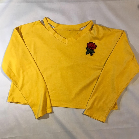 Other - Q  yellow shirt with rose patch